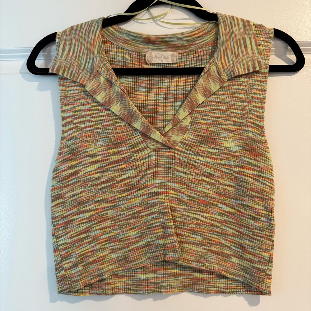 Multicolor Sleeveless Knit Crop Top